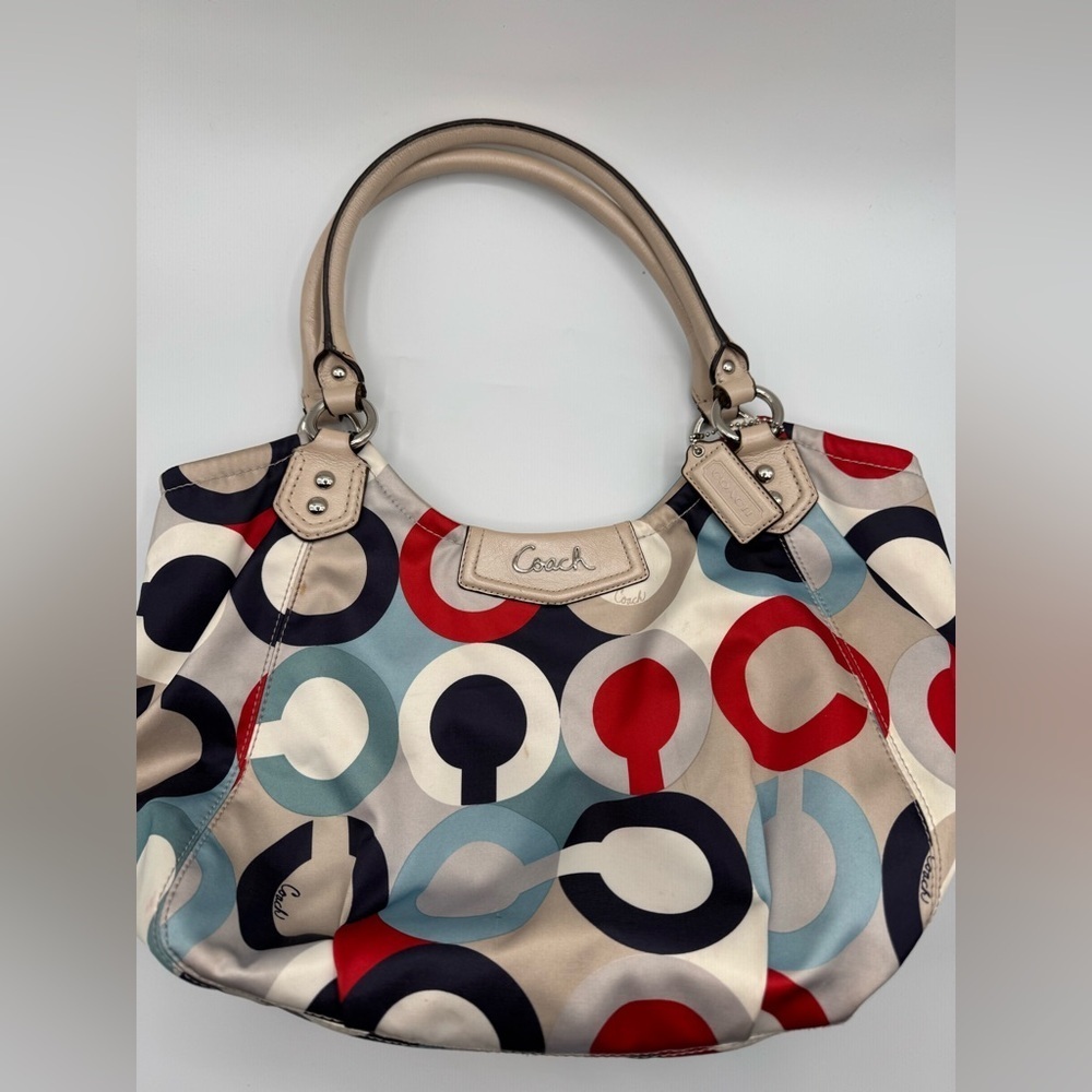 Coach Ashley Op Art Scarf Satchel / Shoulder Bag | Good Used Condition - Picture 10 of 15